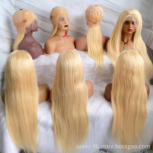 wholesale human hair lace wig 100% virgin brazilian bone straight 613 blonde full lace wigs hd lace human hair wigs blonde 613